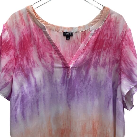 Torrid Pastel Ombré Tie Dye V-Neck Top Women’s Size 24/26 - Picture 3 of 10